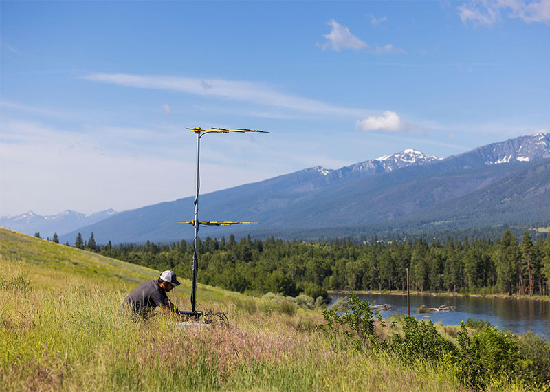 In Florence, Montana, William Blake retrieves data from a Motus station along the Bitterroot River.