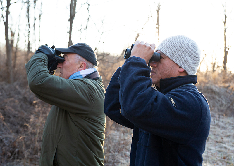 Volunteers with the North Shore Audubon Society conduct a Climate Watch survey at Caumsett State Park in Lloyd Harbor, NY.