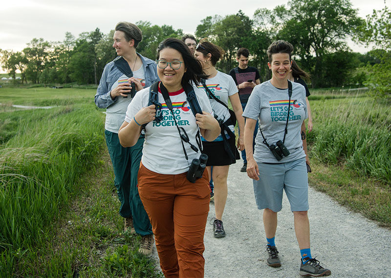 Let’s Go Birding Together event participants at the Spring Creek Prairie Audubon Center in Denton, NE.