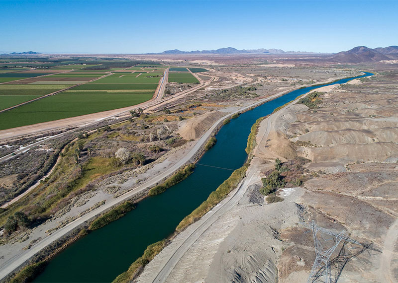 All-American Canal and farms in California.