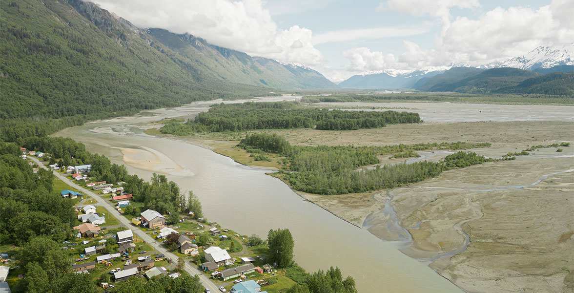 Chilkat River Valley in Klukwan, Alaska.