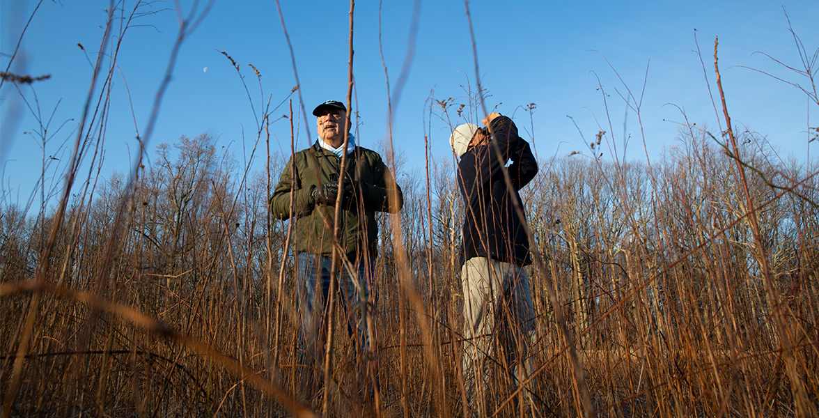 Volunteers with the North Shore Audubon Society conduct a Climate Watch survey at Caumsett State Park in Lloyd Harbor, NY. 