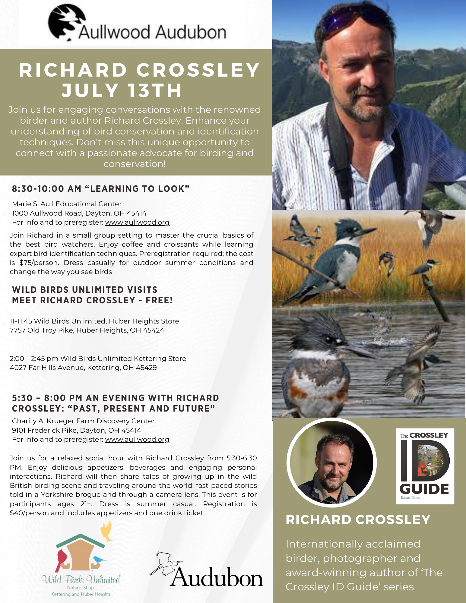 Join us on Saturday, July 13, 8:30 a.m. – 10:00 a.m. at Aullwood Audubon in Dayton, Ohio for "Learning to Look with Richard Crossley."  