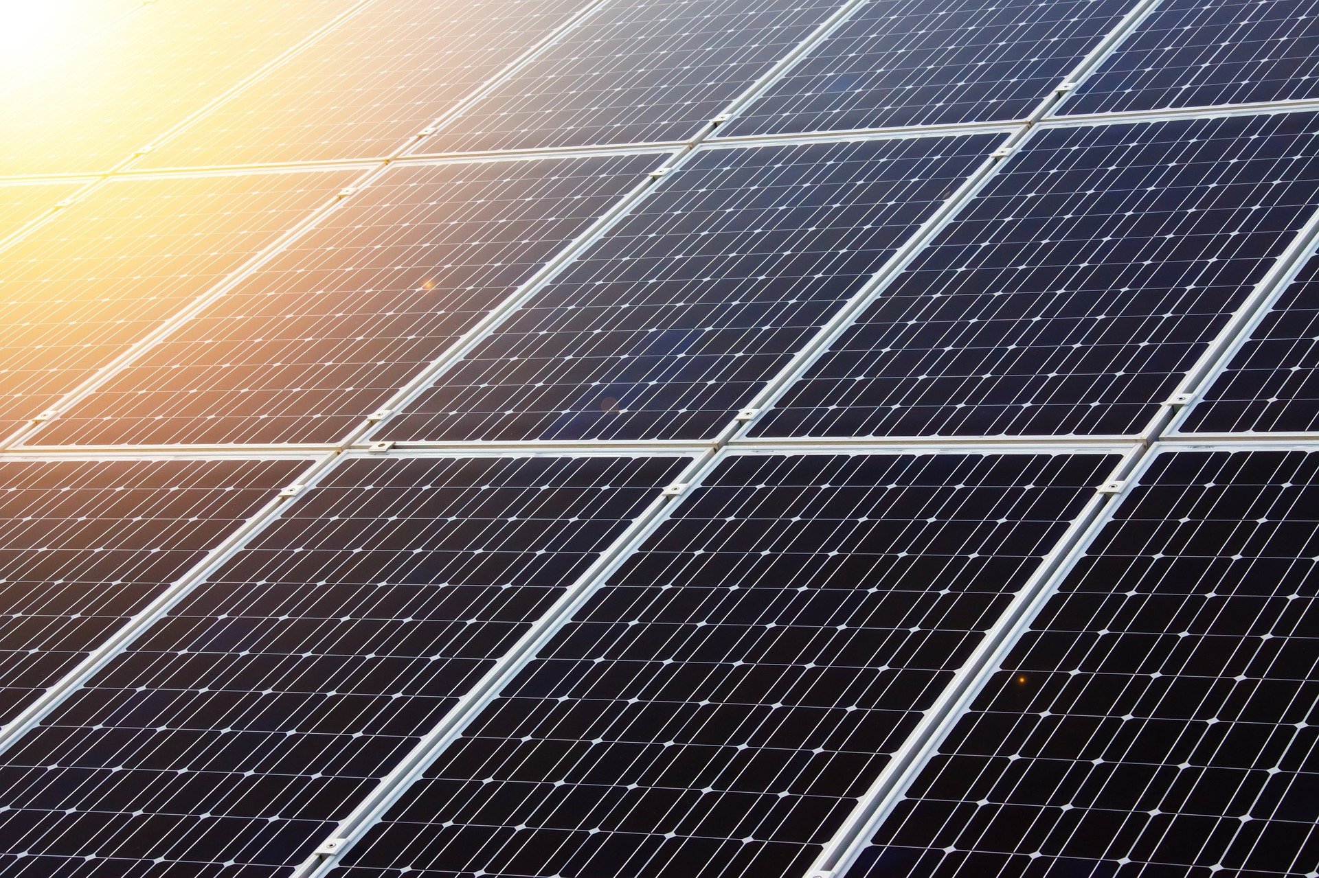 Close up of solar panels.