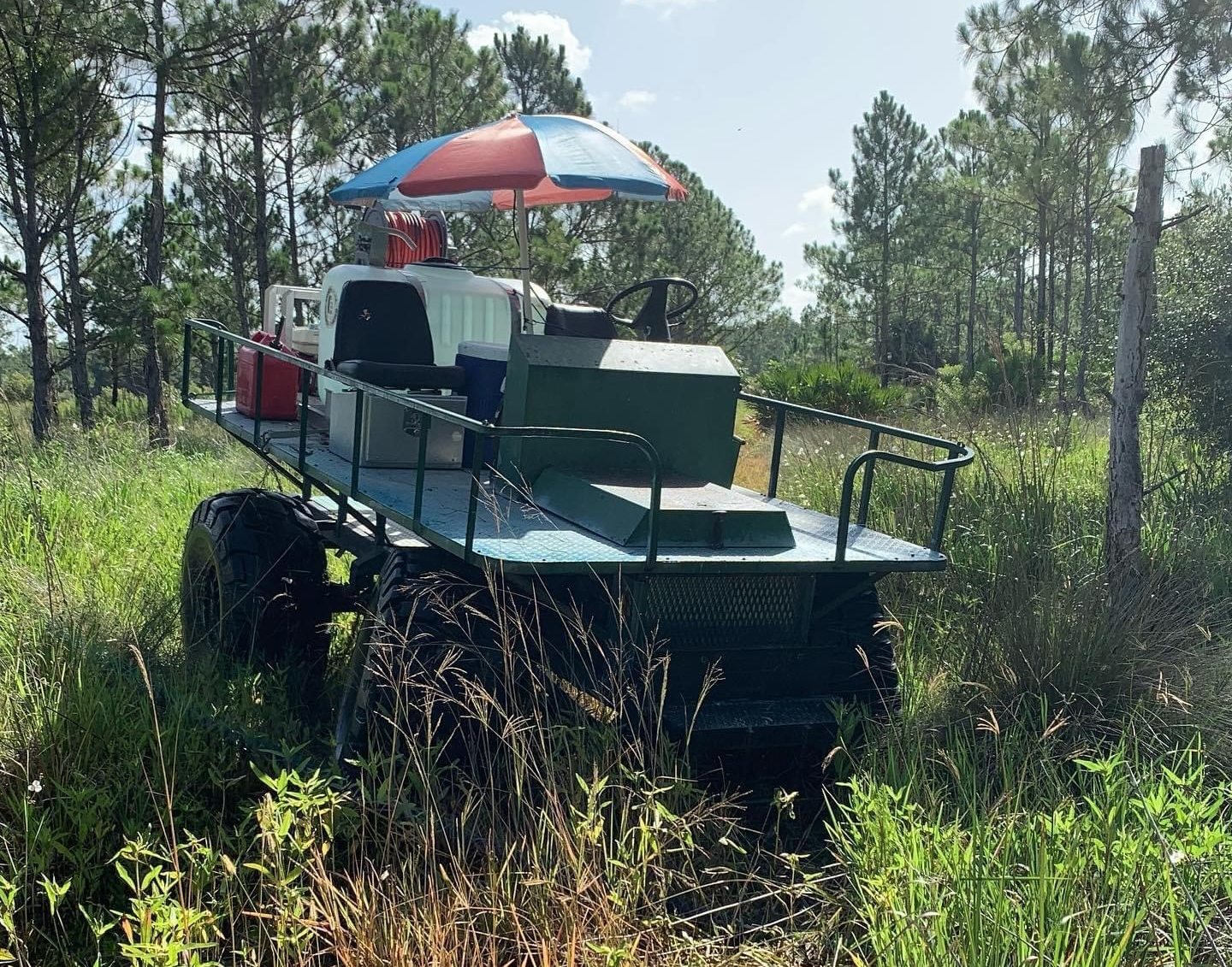 A swamp buggy.