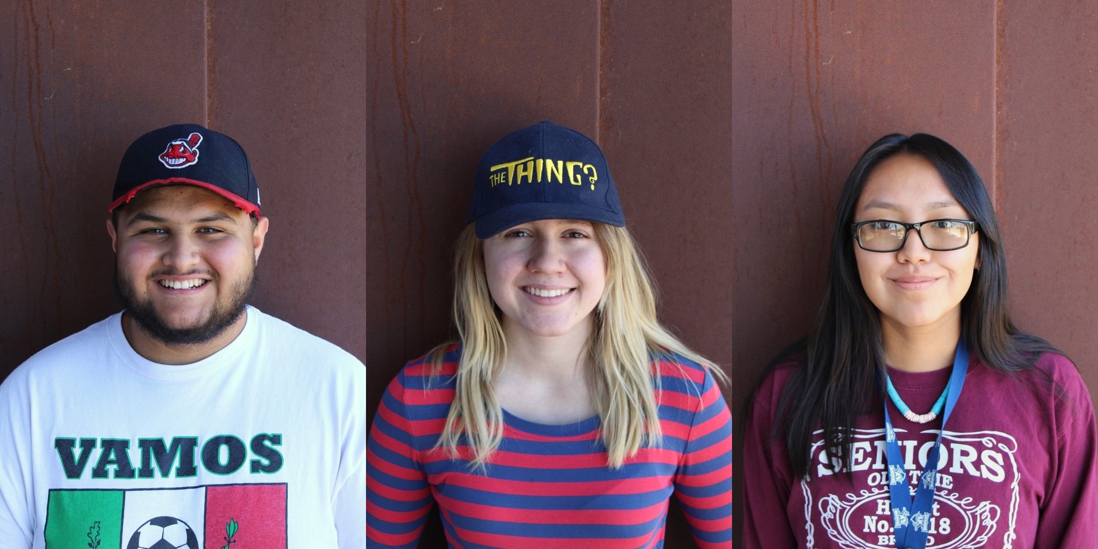 Three portraits of our interns. All are smiling and looking youthful, as interns do.