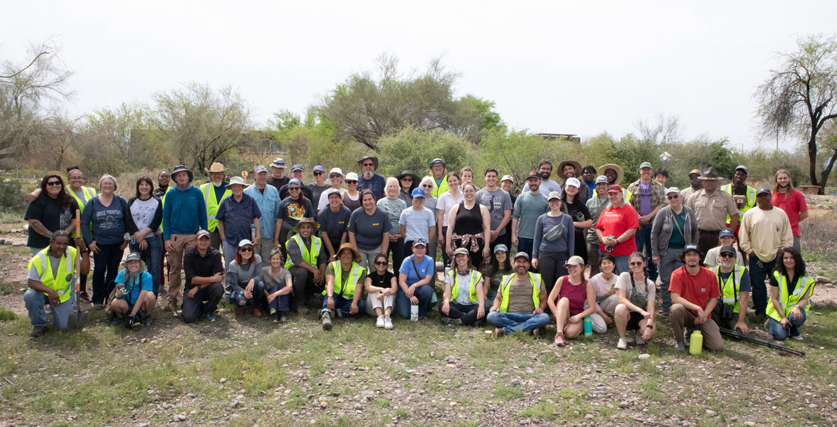 Volunteers of Rio Salado Audubon Center pollinator garden planting event.