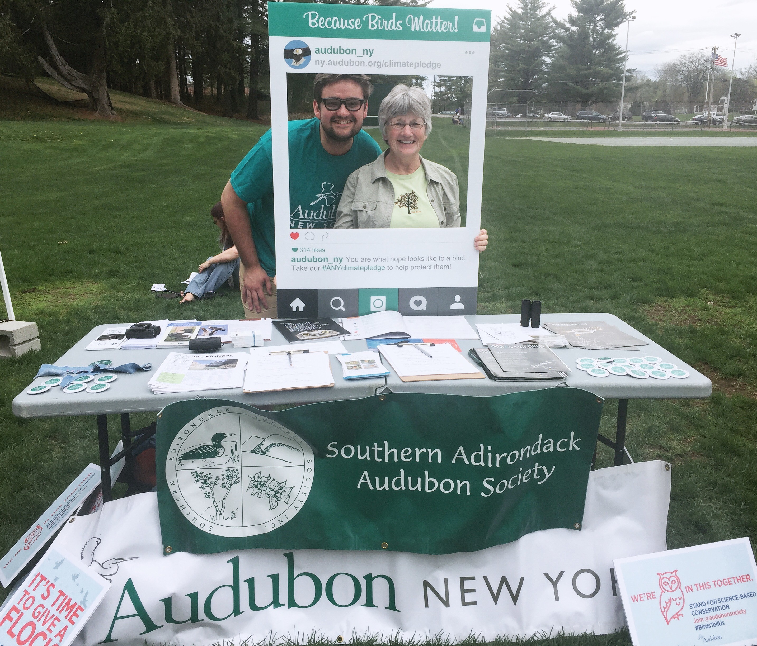 Former Southern Adirondack President, Pat Fitzgerald, joins Kelly Knutson, New York Field Organizer, in tabling at the People's Climate March in Glens Falls.