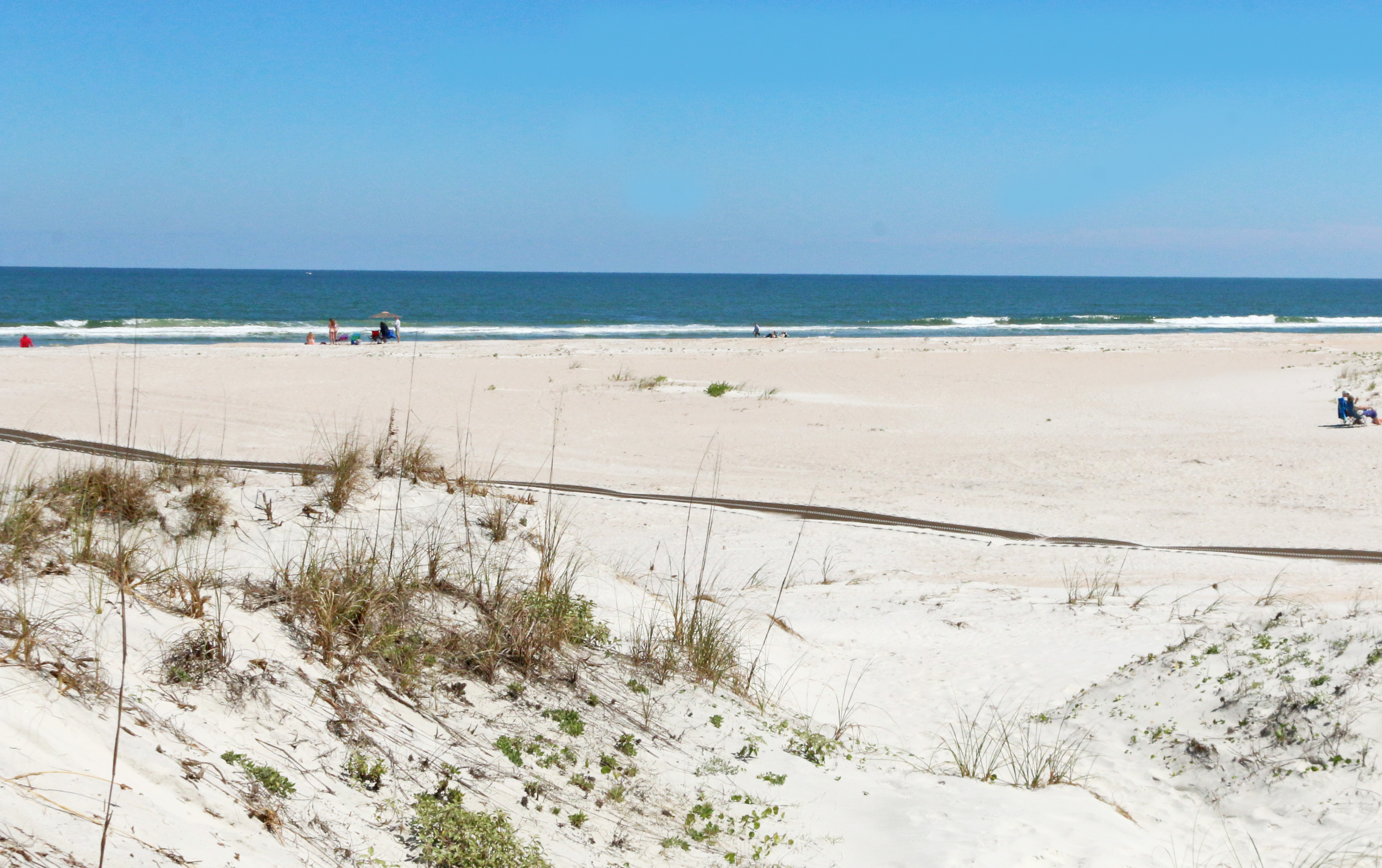 a beach with the Gulf of Mexico in the background