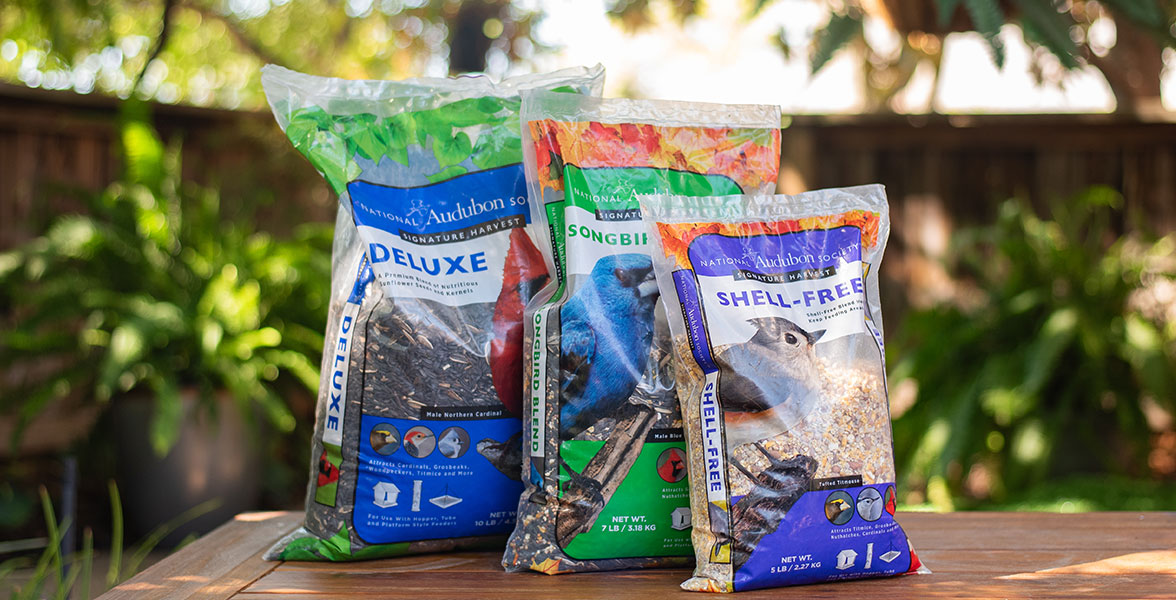 Bags of Red River Wild Bird Food.