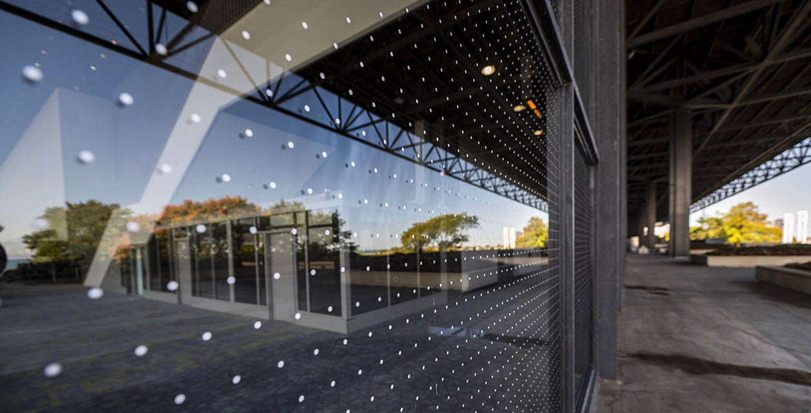 In 2024, Feather Friendly glass treatment was applied to McCormick Place's windows in Chicago.