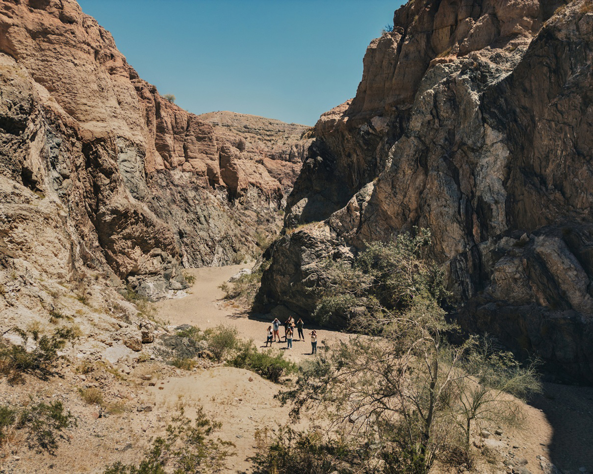 Audubon staff hiking Painted Canyon (desert wash habitat), part of the Chuckwalla National Monument area just north of the Salton Sea. Photo: Mike Fernandez/Audubon