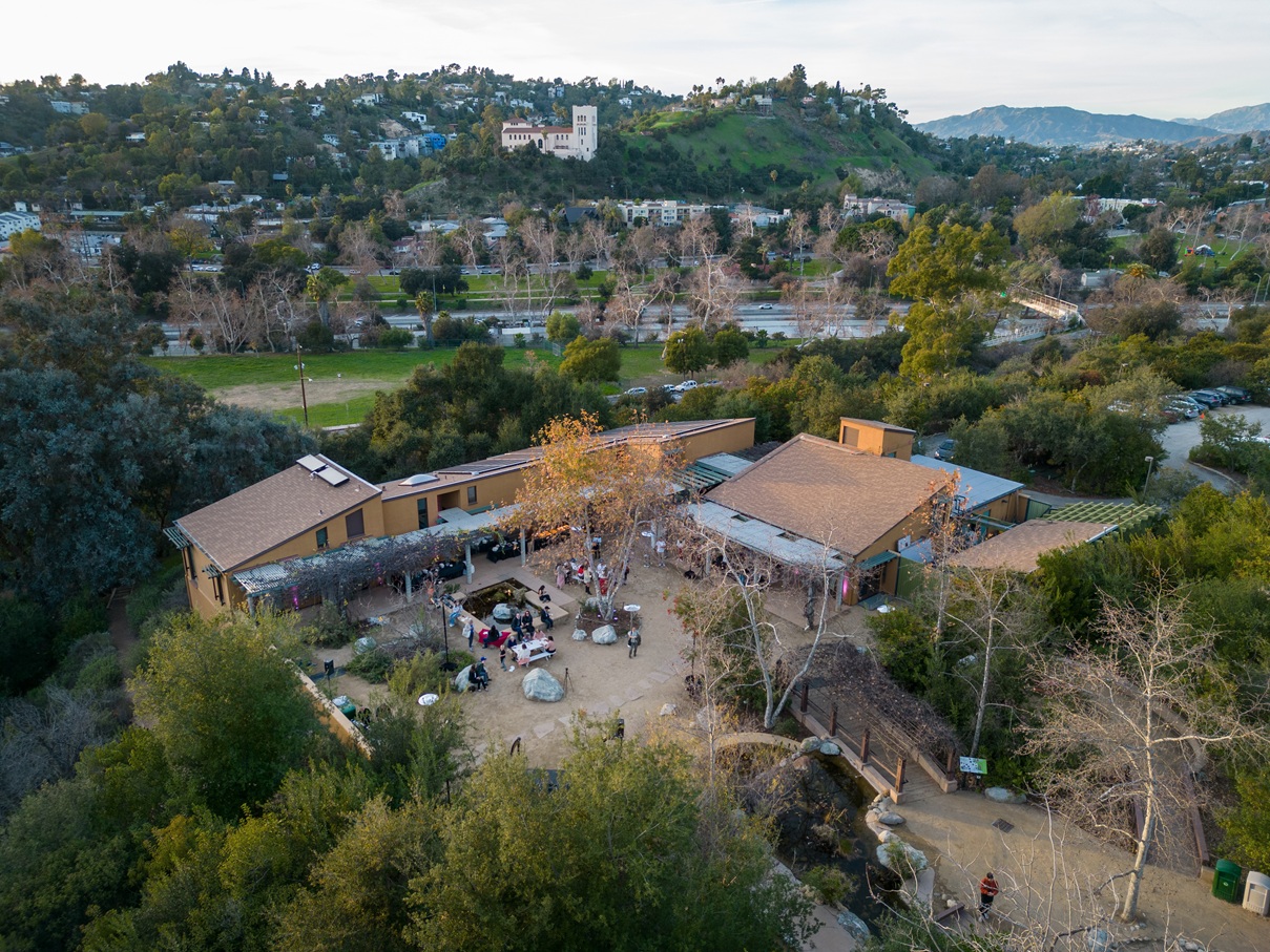 Aerial image of the Audubon Center at Debs Park. 