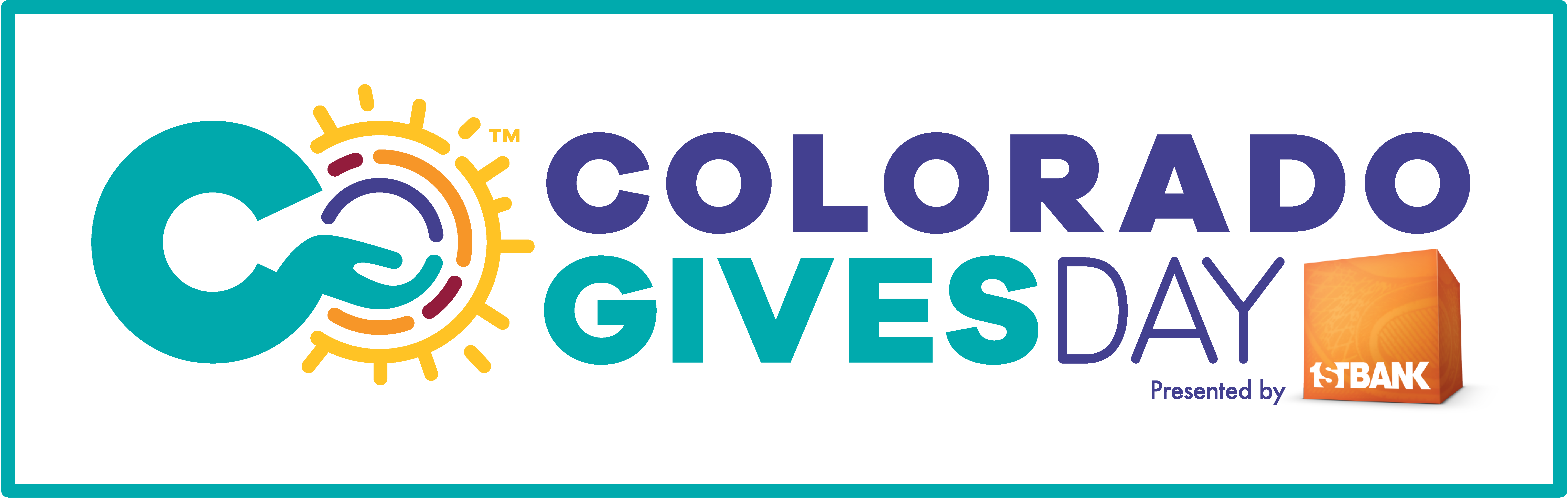 The Colorado Gives Day logo adjacent to the words &ldquo;Colorado Gives Day Presented by 1st Bank&rdquo;.