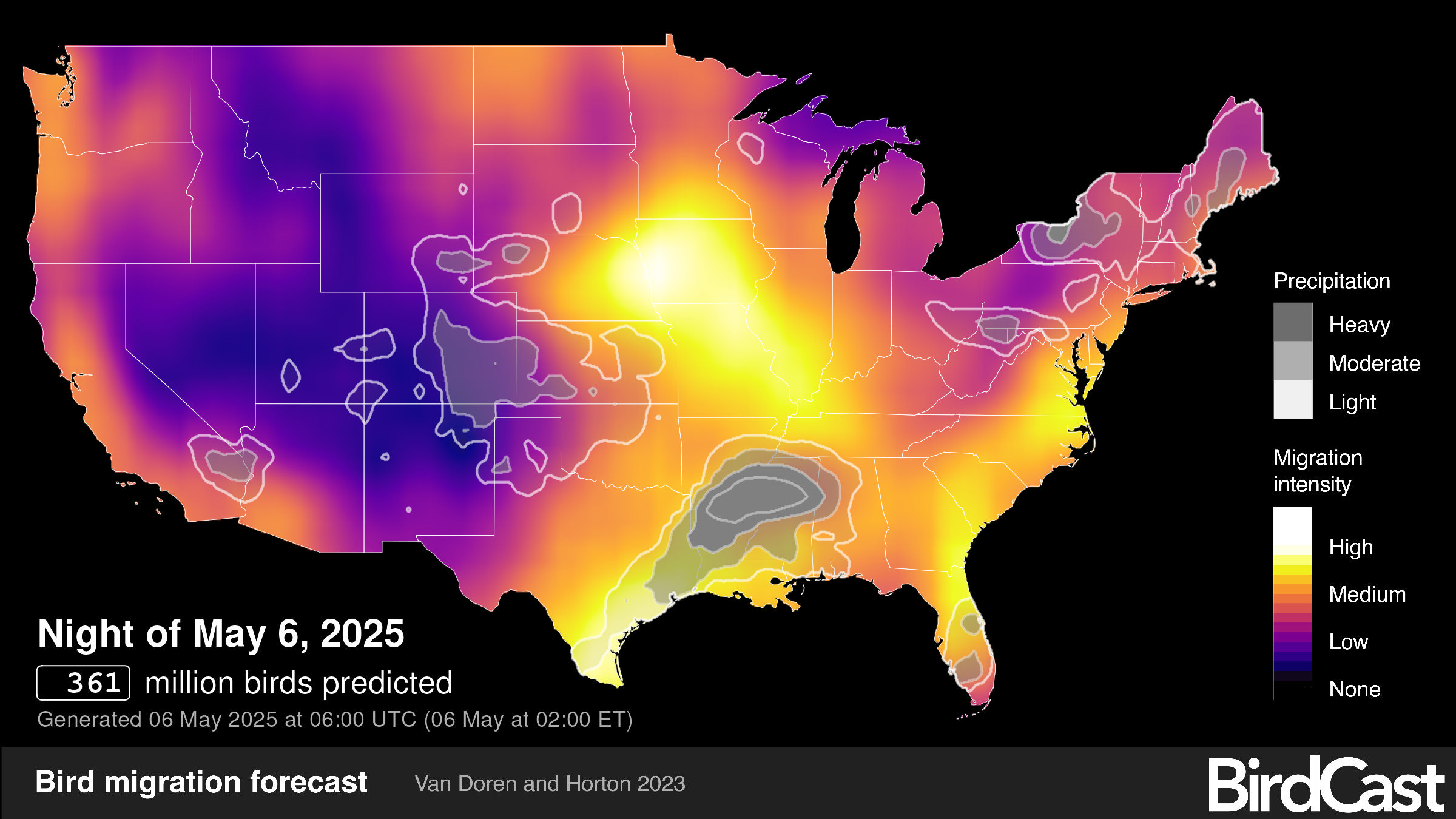 Bird migration map