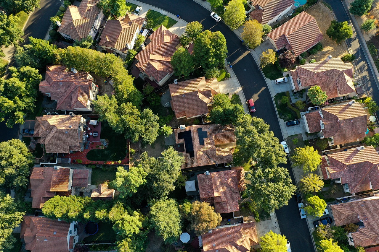 aerial view of a neighborhood