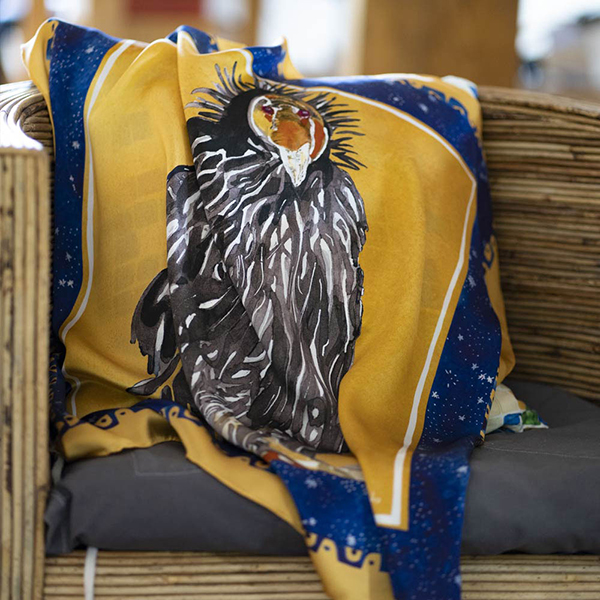 A California Condor silk scarf from Isa Catto's new collection.