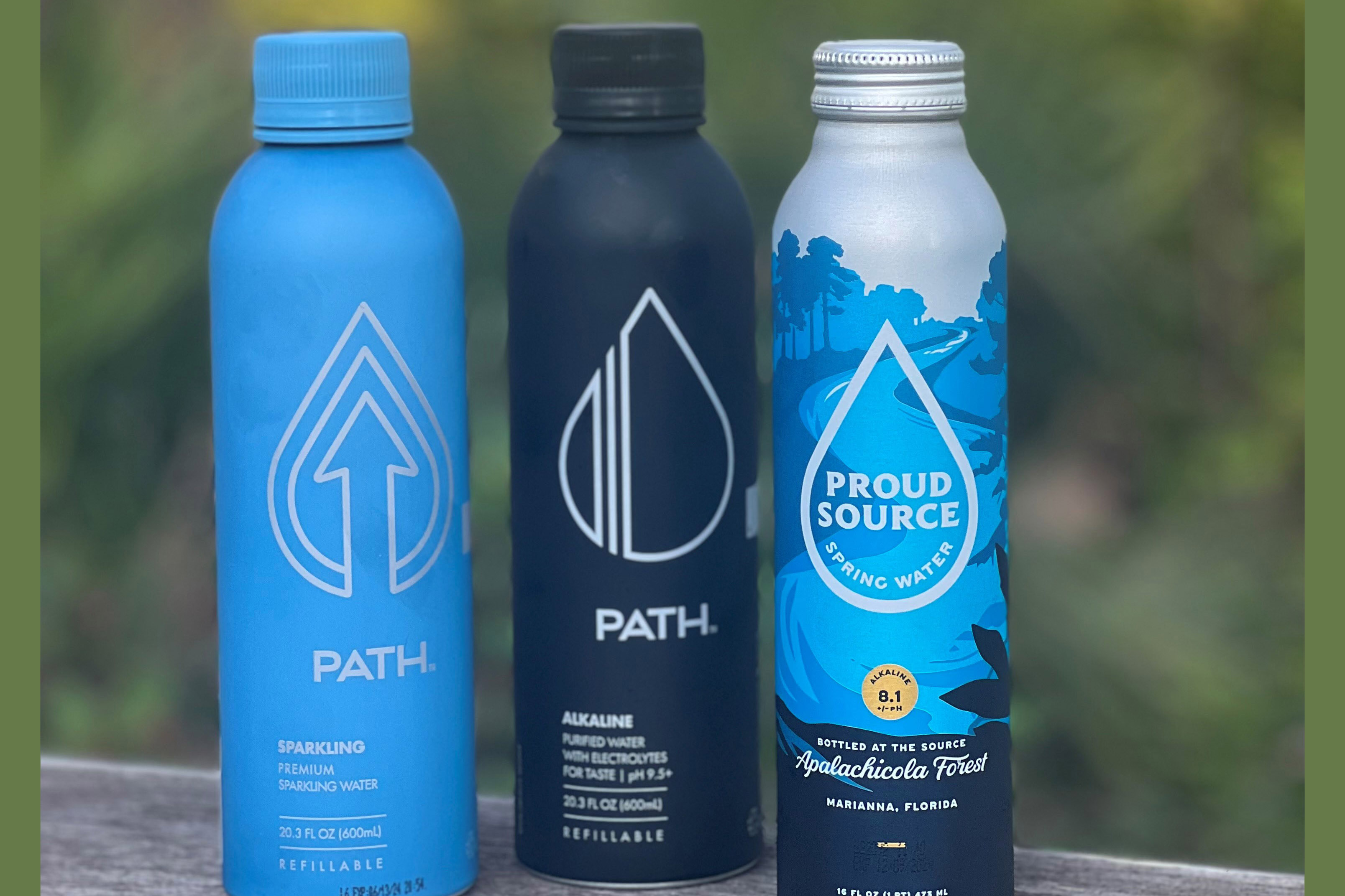 Eco-friendly water in aluminum bottles.
