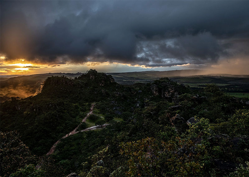 A storm approaches Pireneus State Park, located in the Cerrado, South America's largest savanna.