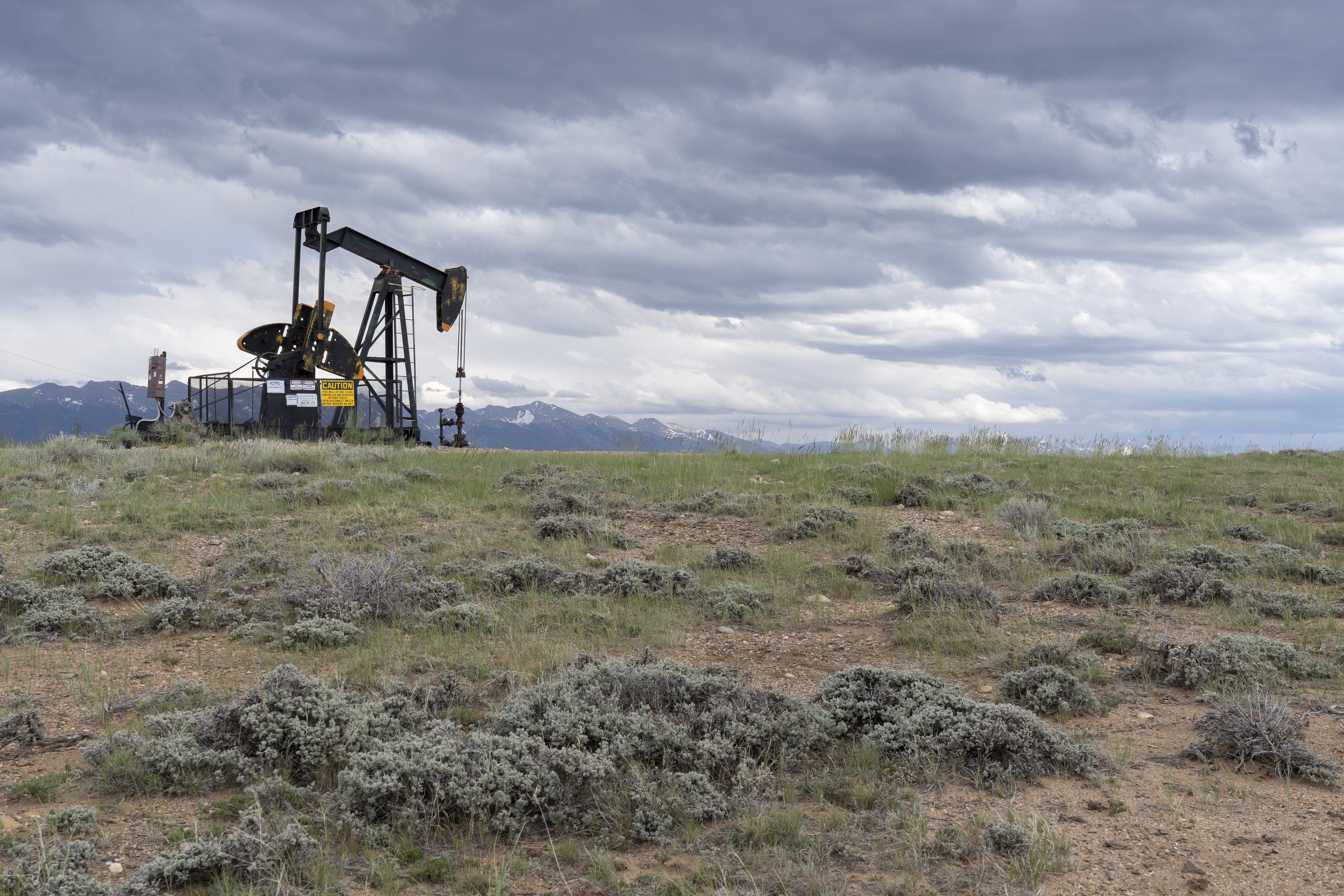 An oil well in sagebrush steppe habitat.